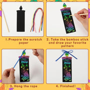 JUNEBRUSHS 30Pcs Diwali Crafts for Kids, Rainbow Magic Scratch Art Paper Bookmarks Diwali Gifts for Kids School Classroom Activities Games Arts and Crafts Happy Diwali Party Favors