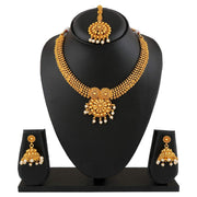 Aheli Wedding Wear Gold Tone Goddess Engraved on Coin Long Necklace Set South Indian Traditional Bollywood Fashion Jewelry Set for Women