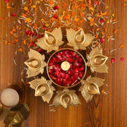 Kalakriti Metal Urli Bowl |Large Decorative Handi Craft |Indian puja Decorations |Hindu Temple Accessories IDecorative Urli Bowl for Diwali Navratri Home Decor - Lotus Design (Set of 2, 12 inch)