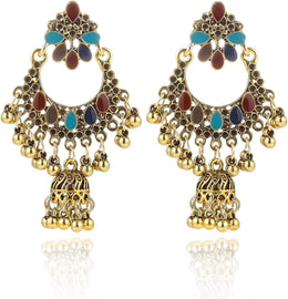 GAUEIOUR Indian Earrings,Vintage Indian Wind Bell Pendant Alloy Earring, Women Ethnic Fashion Jewelry Earring, Personality Souvenir Earrings, Indian Jewelry