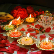 Golden Metal Diya for Diwali – Reusable Deya Oil Lamps for Indians Home Temple Mandir Altar Pooja Decoration Wedding Housewarming Puja Item Hindu Urli Bowl Diyas for Indian Festivals Gifts (12 Pcs)