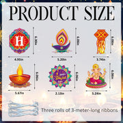 Happy Diwali Banners Hanging Decorations Deepavali Pennants Backdrop Indian Festival of Lights Photo Props Hindu Party Banner Garlands for Home Diwali Party Supplies