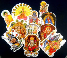 India Crafts Wholesale lot of 10 Small Hindu Gods stickers (Size - 5.5