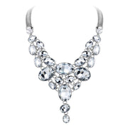 Ever Faith Sparkly Rhinestone Crystal Vintage Style Art Deco Chunky Bib Statement Teardrop Necklace