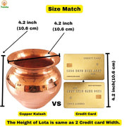 NAISHA Indian 100% Copper Kalash, Lota for Puja Wedding Purpose Temple Decoration 500 ML (10 CM, Height)
