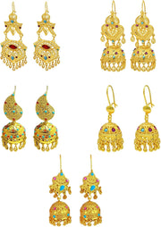 Women's Trend Gold Plated Indian Jhumka Earrings Geometric Dangle Banquet Fashion Jewelry Accessories Stylish Outfits Engagement Earrings