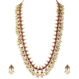 Aheli Wedding Wear Gold Tone Goddess Engraved on Coin Long Necklace Set South Indian Traditional Bollywood Fashion Jewelry Set for Women