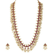 Aheli Wedding Wear Gold Tone Goddess Engraved on Coin Long Necklace Set South Indian Traditional Bollywood Fashion Jewelry Set for Women