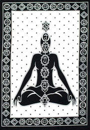 AVA Collections Tapestry Multicoloured Wall Hanging Psychedelic Tapestries Indian Cotton Poster Picnic Sheet Wall Decor Blanket Wall Art Hippie Bedroom Décor (Purple, Meditation Yoga)