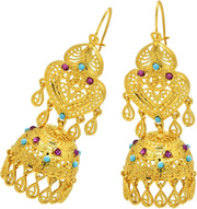 Women's Trend Gold Plated Indian Jhumka Earrings Geometric Dangle Banquet Fashion Jewelry Accessories Stylish Outfits Engagement Earrings