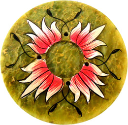 Crafts of India Round Floral Design Soapstone Incense Cum Candle Holder