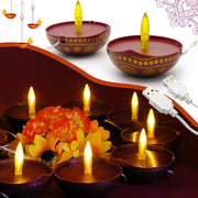 Diwali Diyas String Lights Decor - 10 LED Diyas Lights USB Operated Indian Pooja Room Home Office Mandir Puja Gifts Hindu Wedding Light