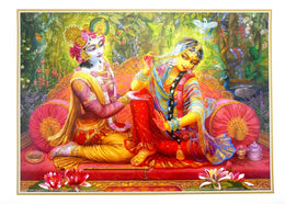 Crafts of India Radha Krishna Ras Lila/Hindu God poster - Reprint on Paper (unframed : size 8