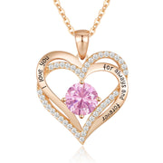 CDE Necklaces for Women Birthstone Pendant, Sterling Silver Love Heart Rose Gold Jewellery Gifts for Mum Her Wife Girlfriend Anniversary Birthday Mothers Day