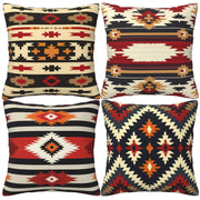 HOSTECCO Aztec Tribal Cushion Covers 45x45 cm Pack of 4 Ethnic Geometric Cushion Cases Western Decorative Pillow Cases for Sofa Bed