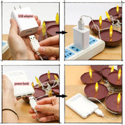 Diwali Diyas String Lights Decor - 10 LED Diyas Lights USB Operated Indian Pooja Room Home Office Mandir Puja Gifts Hindu Wedding Light