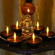 Diwali Diyas String Lights Decor - 10 LED Diyas Lights USB Operated Indian Pooja Room Home Office Mandir Puja Gifts Hindu Wedding Light