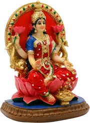 alikiki Indian Lakshmi Idol Statue - 5.1”H Hindu Goddess Laxmi MATA Murti India Pooja Item Home Office Temple Mandir Shrine Altar Diwali Puja Spiritual Decor for Indian Friend Relative