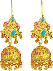 Women's Trend Gold Plated Indian Jhumka Earrings Geometric Dangle Banquet Fashion Jewelry Accessories Stylish Outfits Engagement Earrings
