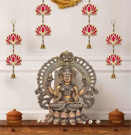 Kalakriti Lotus Artificial Garlands for Shivratri | Navratri | Floral Wall Hanging for Temple Decor | Lohri Pongal | Pooja Room | Back Dropper Showpiece for Home Indian Decoration (Lotus2)