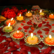 Golden Metal Diya for Diwali – Reusable Deya Oil Lamps for Indians Home Temple Mandir Altar Pooja Decoration Wedding Housewarming Puja Item Hindu Urli Bowl Diyas for Indian Festivals Gifts (12 Pcs)