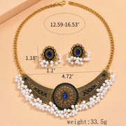 Frodete Indian Jewelry Sets for Women Jhumkas Indian Earrings Gold Indian Necklace Sets for Women Wedding Jewelry Set