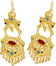 Women's Trend Gold Plated Indian Jhumka Earrings Geometric Dangle Banquet Fashion Jewelry Accessories Stylish Outfits Engagement Earrings