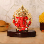 House Of Wemy 24k Gold Plated Ganesh Idol with Kalpavriksh Tree | Ganpati Statue for Car, Office Desk, Home Decor, Hindu Gifts - Resin | 4 x 3.2 x 1 Inches (Blue)