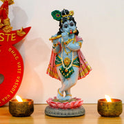 alikiki Hindu God Lord Krishna Statue - 8.3”H India Idol Krishna Figurine Puja Item Pooja Gift for Indian Diwali Home Altar Temple Mandir Meditation Room Yoga Studio Spiritual Decors