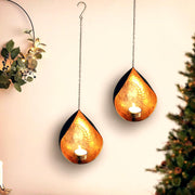 TIED RIBBONS 2 Set Wall Hanging Tea Light Candle Holders | Iron, Golden | 18 Inch | Votive Sconce Candle Holder for Home, Living Room, Wedding, Accents Decor, Ganesh Chaturthi, Diwali Decorations