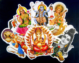 India Crafts Wholesale lot of 50 Small Hindu Gods stickers (Size - 9