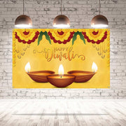 Diwali Photo Booth Backdrop for Photography India Hindu Deepavali Festival of Lights Party Marigold Decoration Supply -5.9