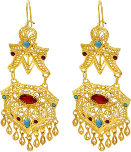 Women's Trend Gold Plated Indian Jhumka Earrings Geometric Dangle Banquet Fashion Jewelry Accessories Stylish Outfits Engagement Earrings