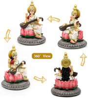 Hindu Goddess Saraswati Idol Statue - 5.1”H Saraswati Statue Indian Spiritual Culture Sculpture Pooja Item India Idol Statue Diwali Decor Diwali Gifts Hindu God Figurines