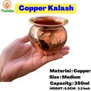 NAISHA Indian 100% Copper Kalash, Lota for Puja Wedding Purpose Temple Decoration 500 ML (10 CM, Height)