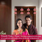 Kalakriti Lotus Artificial Garlands for Shivratri | Navratri | Floral Wall Hanging for Temple Decor | Lohri Pongal | Pooja Room | Back Dropper Showpiece for Home Indian Decoration (Lotus2)