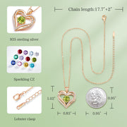 CDE Necklaces for Women Birthstone Pendant, Sterling Silver Love Heart Rose Gold Jewellery Gifts for Mum Her Wife Girlfriend Anniversary Birthday Mothers Day