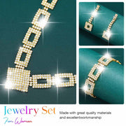 Zoestar Crystal Bridal Wedding Jewelry Set Rhinestone Necklace Earrings Sets Formal Costume Jewelry for Women and Brides