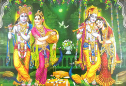 Crafts of India Divine Lovers Radha Krishna/Hindu God Poster - Reprint on Paper (Unframed : Size 21 