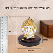 House Of Wemy 24k Gold Plated Ganesh Idol with Kalpavriksh Tree | Ganpati Statue for Car, Office Desk, Home Decor, Hindu Gifts - Resin | 4 x 3.2 x 1 Inches (Blue)