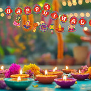 Happy Diwali Banners Hanging Decorations Deepavali Pennants Backdrop Indian Festival of Lights Photo Props Hindu Party Banner Garlands for Home Diwali Party Supplies