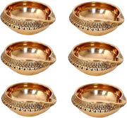 Crafts of India : 6 Pcs Kuber Diya Set for Diwali, Handmade Virgin Brass Oil Lamp for Deepawali Pooja, Vilakku for Puja, Deepawali Decoration