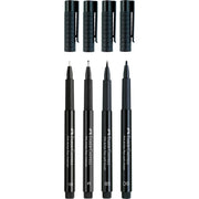 Faber-Castell Art & Graphic Pitt Artist Pen India Ink Pen, Black, Wallet Of 4, For Art, Craft, Drawing, Sketching, Home, School, University, Colouring