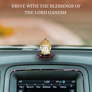 House Of Wemy 24k Gold Plated Ganesh Idol with Kalpavriksh Tree | Ganpati Statue for Car, Office Desk, Home Decor, Hindu Gifts - Resin | 4 x 3.2 x 1 Inches (Blue)