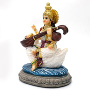 Indian Gifts Item Saraswati Statue - 5.5”H Saraswati Puja Diwali Gifts Pooja Vasant Panchami Home Office Temple Mandir Altar Yoga Studio Meditation Room Decor India Wedding Housewarming