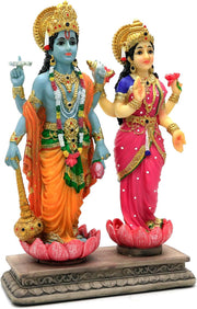 Hindu God Lakshmi Narayan Statue - 8.8” H Laxmi Narayan Sculpture Indian Diwali Pooja Item Murti Gifts for Indian Couple Friends Family Diwali Gifts Home Office Mandir Temple Puja Decor