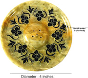 Crafts of India Soapstone Floral handcarved Incense Holder for Yoga Meditation Hold 5 Incense Sticks