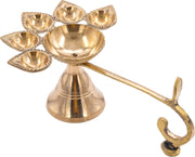 Traditional Brass Panch Aarti Diya for Puja Essential Pooja Article for Aarti Arti Deepak Deepam for Home Temple Décor Accessory Gifts (Panch Aarti Diya)