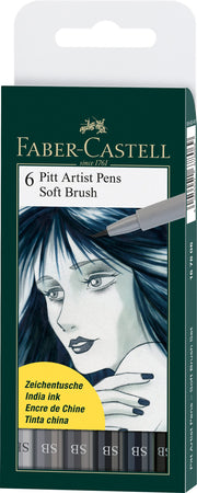 Faber-Castell Art & Graphic Pitt Artist Pen India Ink Pen, Black, Wallet Of 4, For Art, Craft, Drawing, Sketching, Home, School, University, Colouring