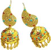 Women's Trend Gold Plated Indian Jhumka Earrings Geometric Dangle Banquet Fashion Jewelry Accessories Stylish Outfits Engagement Earrings